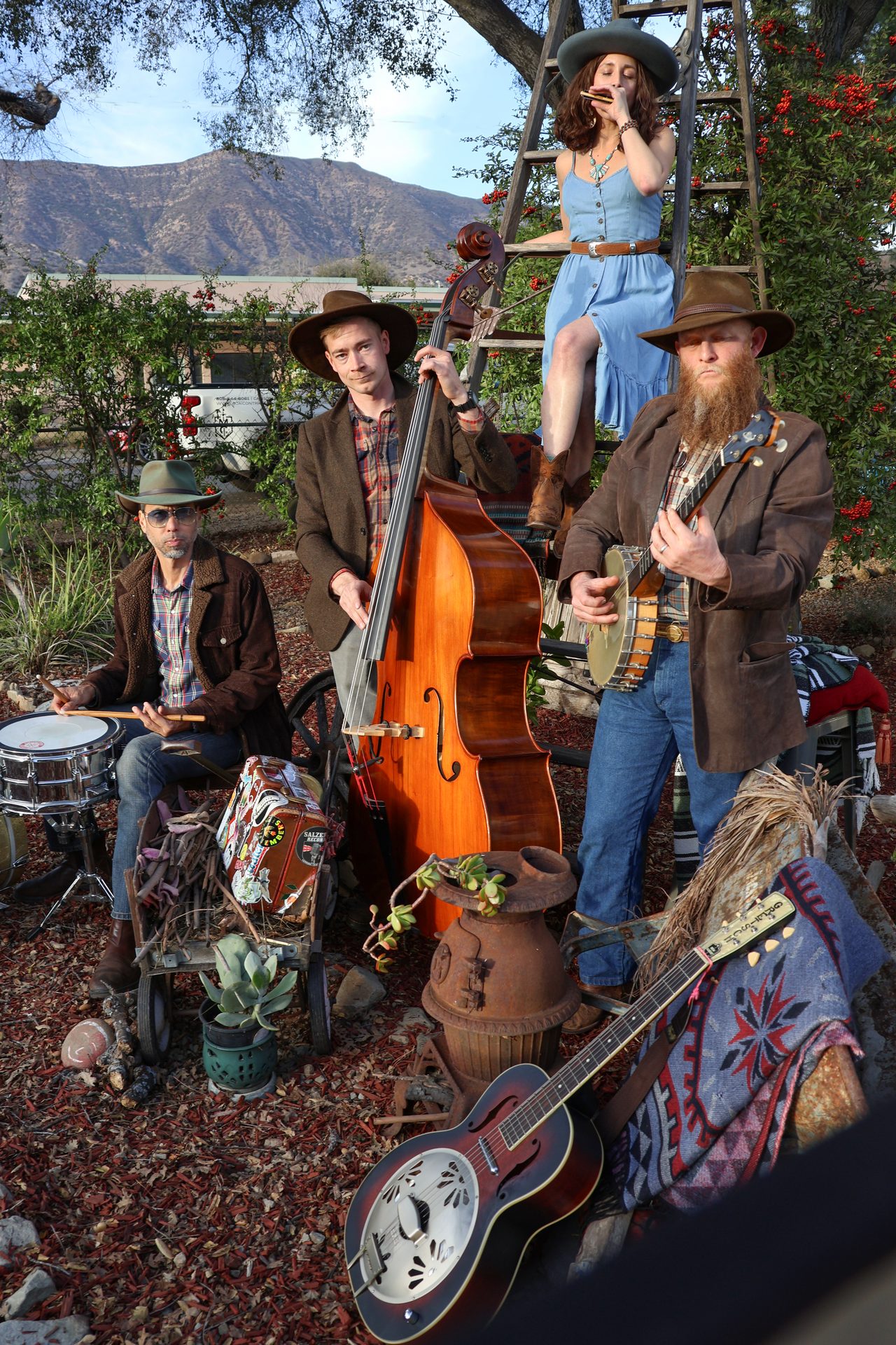 Musicians in Ojai — staged narrative portrait (one of Devo's top ten)