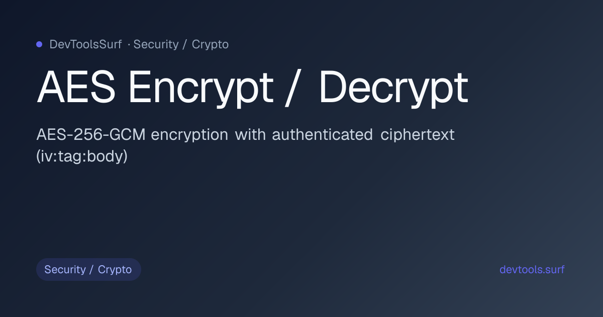 AES Encrypt / Decrypt preview - Security / Crypto tool