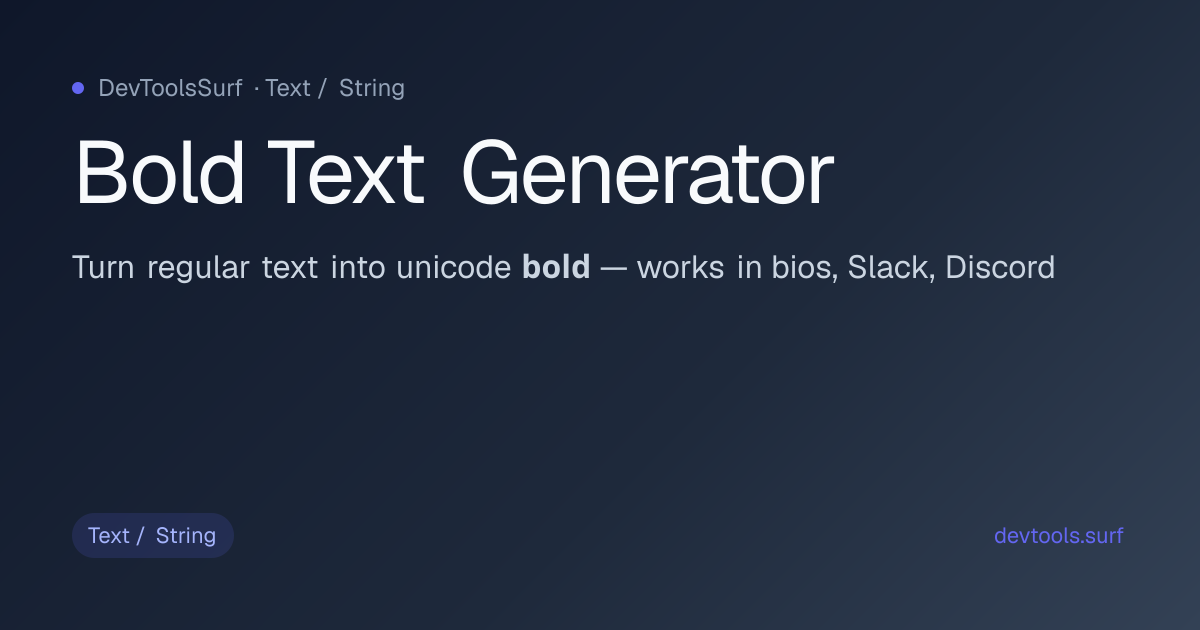 Bold Text Generator preview - Text / String tool