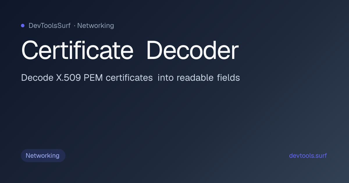 Certificate Decoder preview - Networking tool