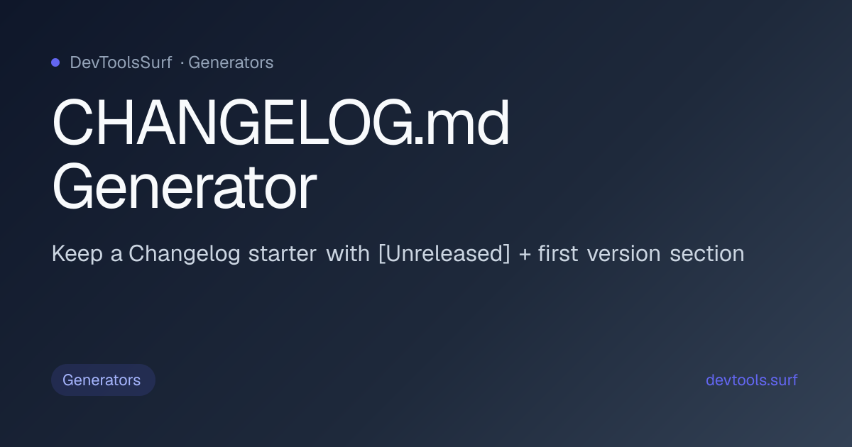 CHANGELOG.md Generator preview - Generators tool