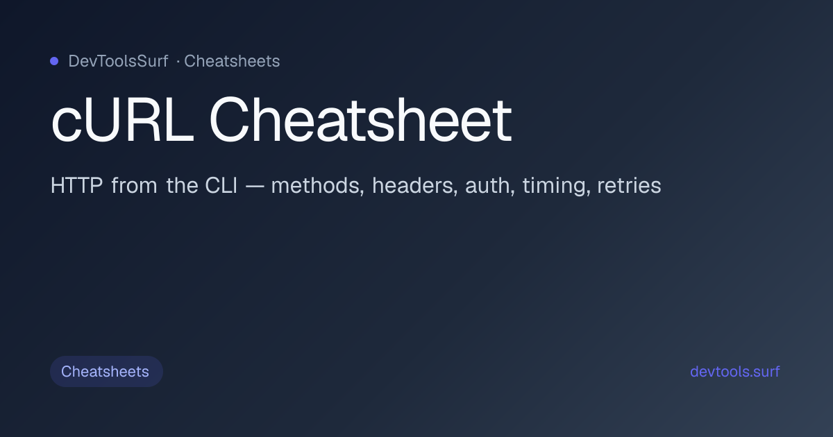 cURL Cheatsheet preview - Cheatsheets tool