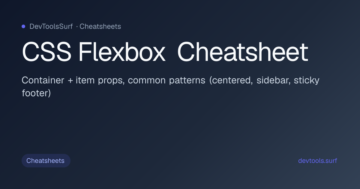 CSS Flexbox Cheatsheet preview - Cheatsheets tool
