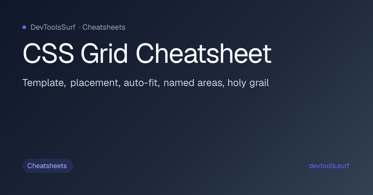 CSS Grid Cheatsheet preview - Cheatsheets tool