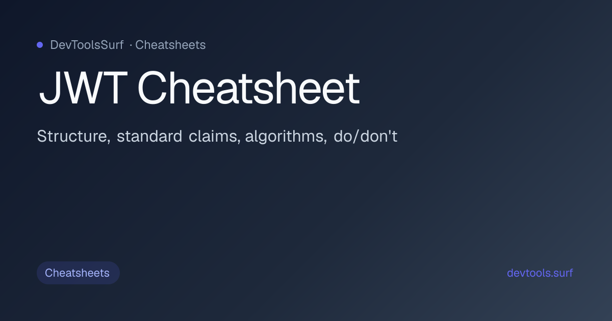 JWT Cheatsheet preview - Cheatsheets tool