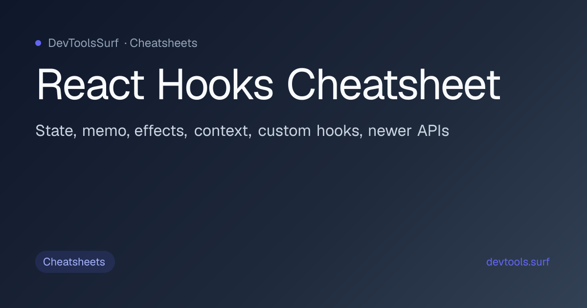 React Hooks Cheatsheet preview - Cheatsheets tool