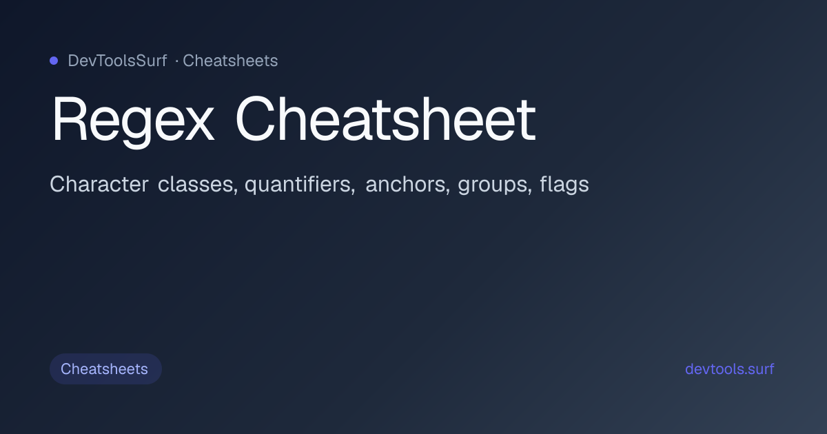 Regex Cheatsheet preview - Cheatsheets tool