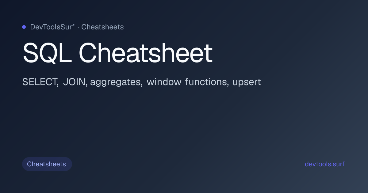 SQL Cheatsheet preview - Cheatsheets tool