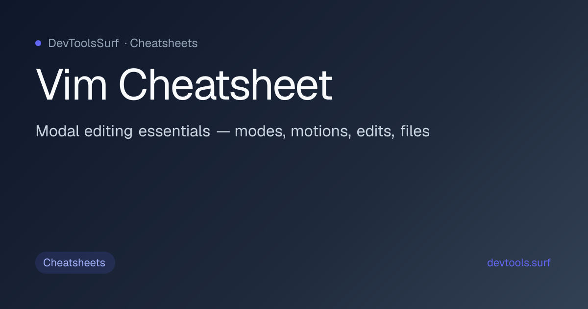 Vim Cheatsheet preview - Cheatsheets tool