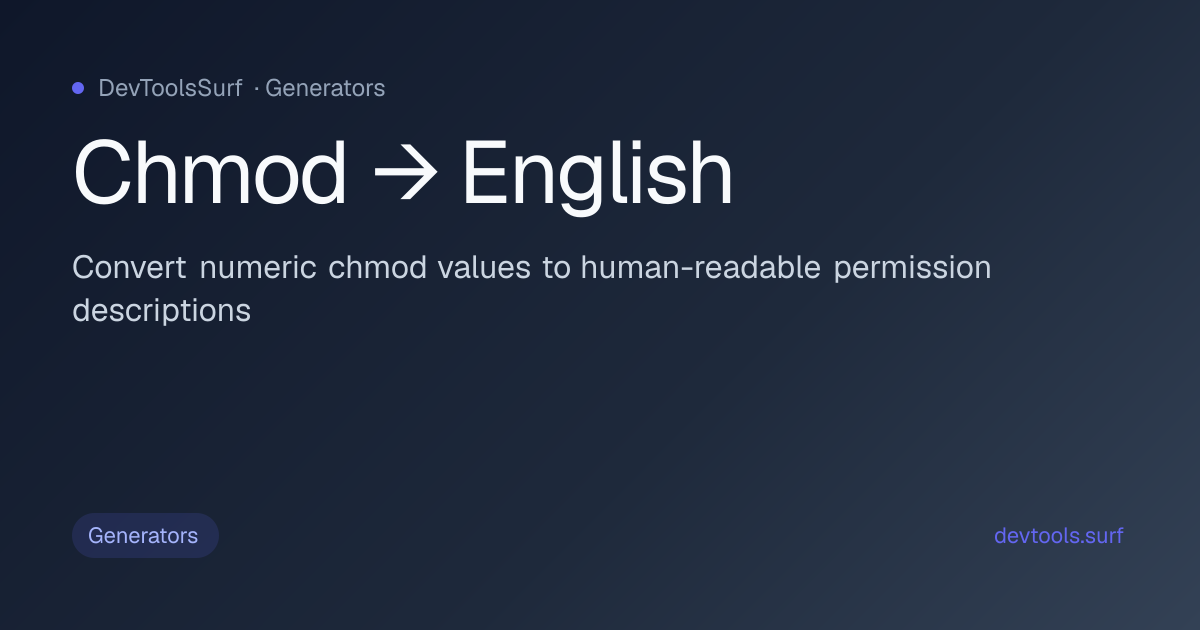 Chmod → English preview - Generators tool