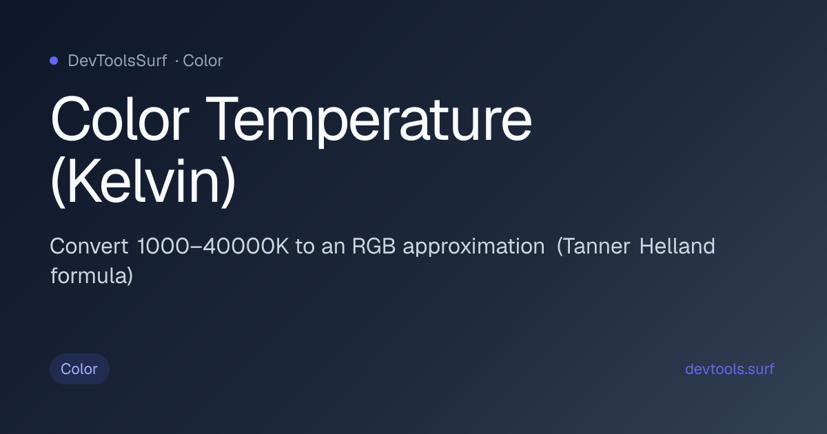 Color Temperature (Kelvin) preview - Color tool