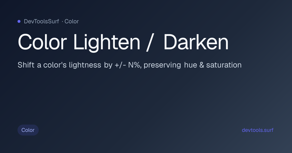 Color Lighten / Darken preview - Color tool