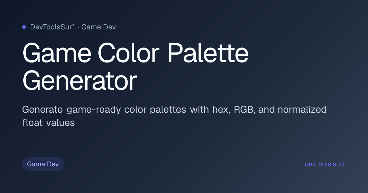 Game Color Palette Generator preview - Game Dev tool