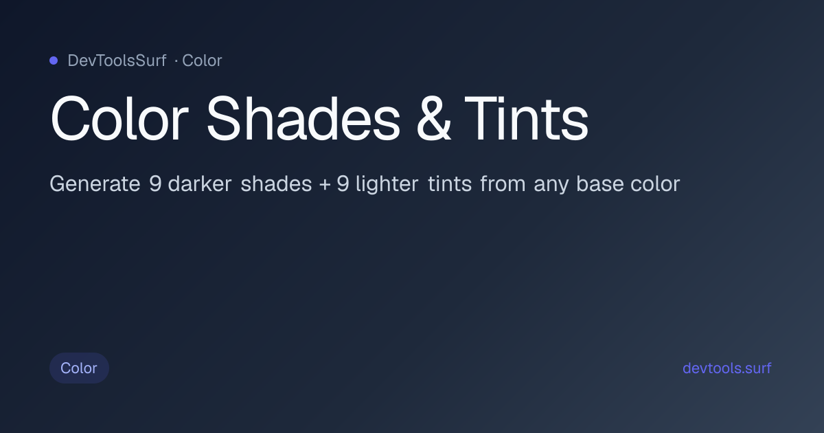 Color Shades & Tints preview - Color tool