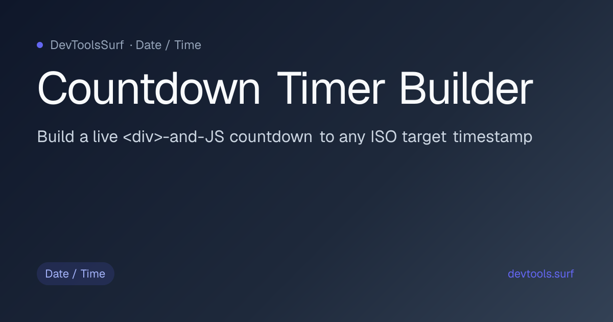Countdown Timer Builder preview - Date / Time tool