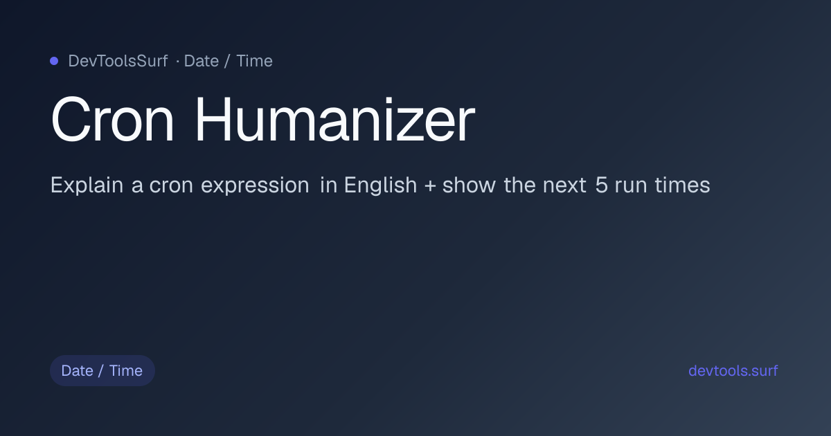 Cron Humanizer preview - Date / Time tool