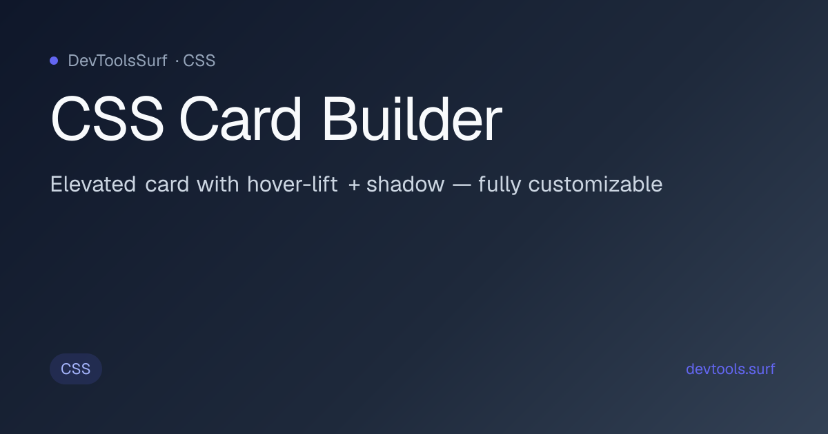 CSS Card Builder preview - CSS tool