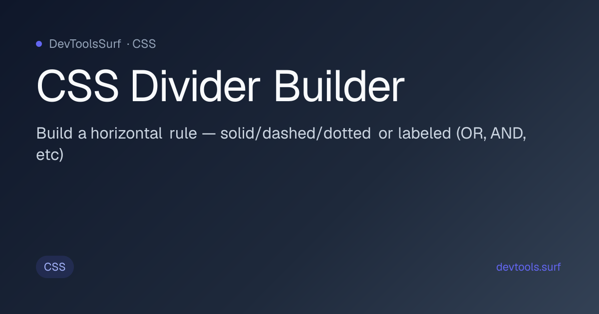 CSS Divider Builder preview - CSS tool