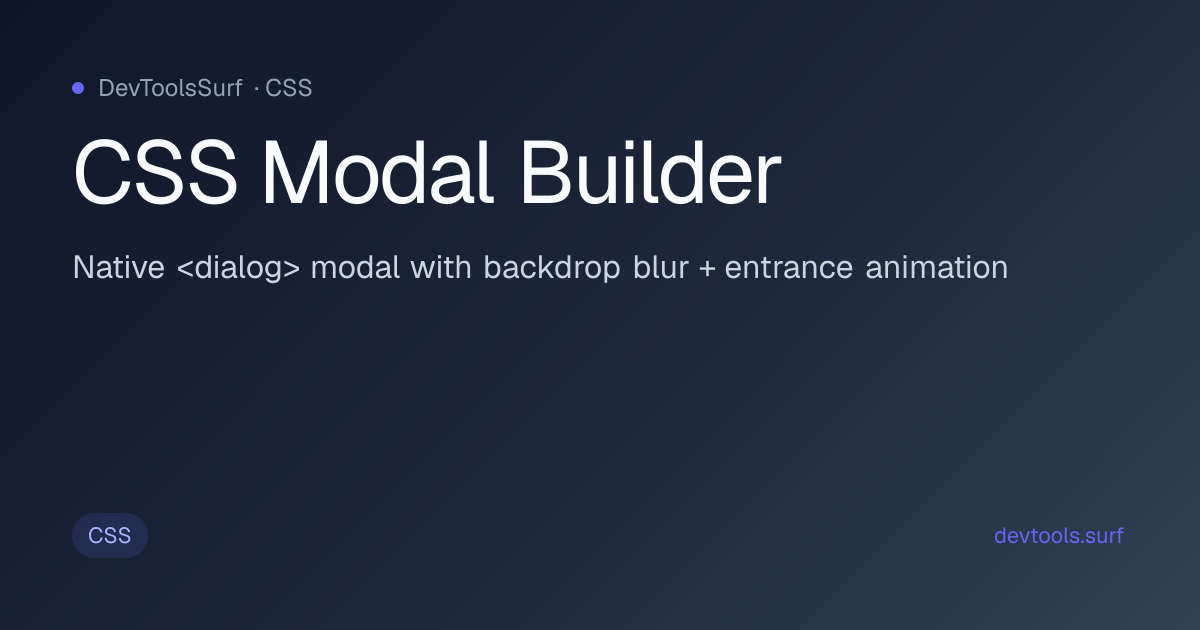 CSS Modal Builder preview - CSS tool