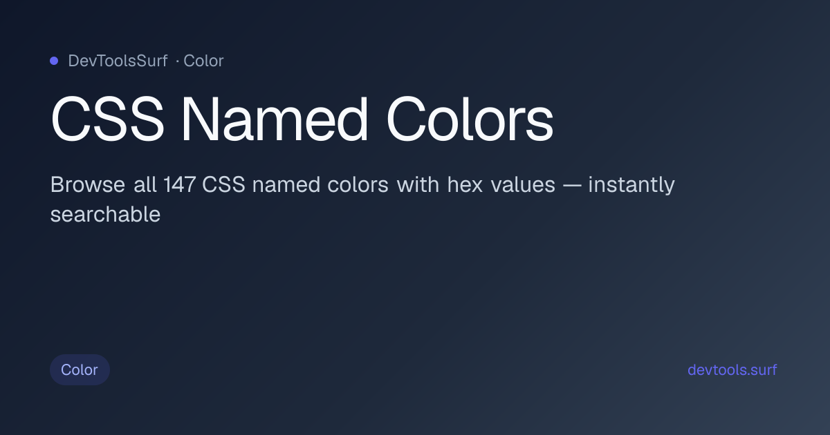 CSS Named Colors preview - Color tool