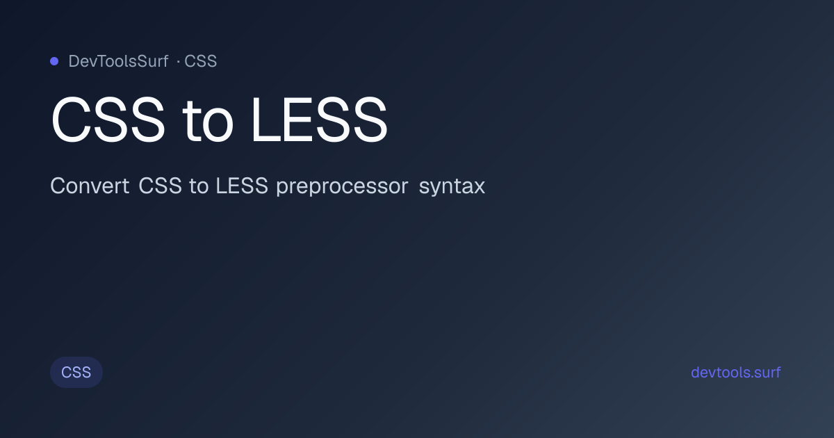 CSS to LESS preview - CSS tool