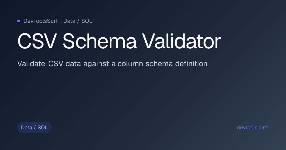 CSV Schema Validator preview - Data / SQL tool