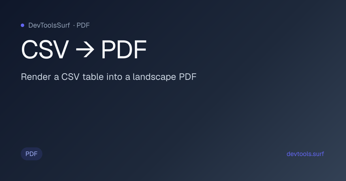 CSV → PDF preview - PDF tool