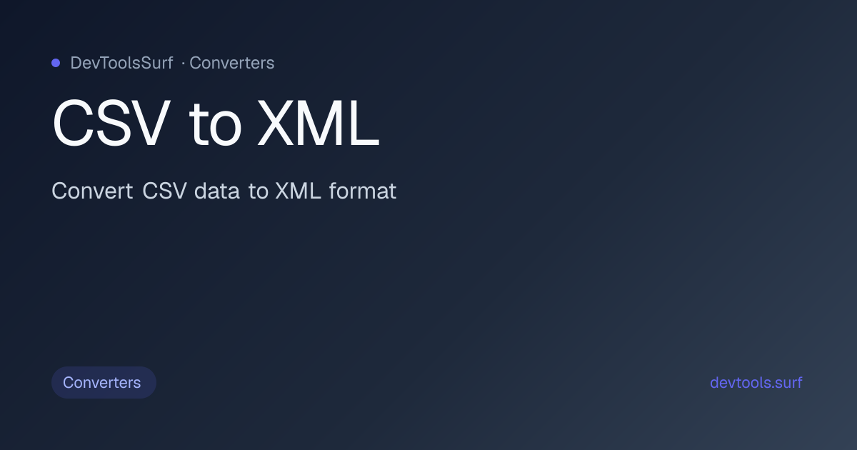 CSV to XML preview - Converters tool