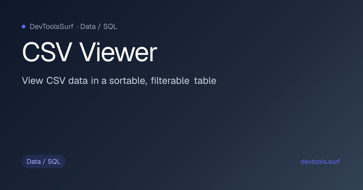 CSV Viewer preview - Data / SQL tool
