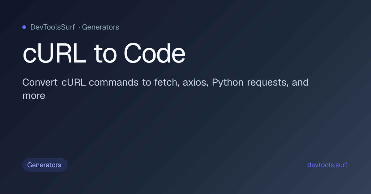 cURL to Code preview - Generators tool
