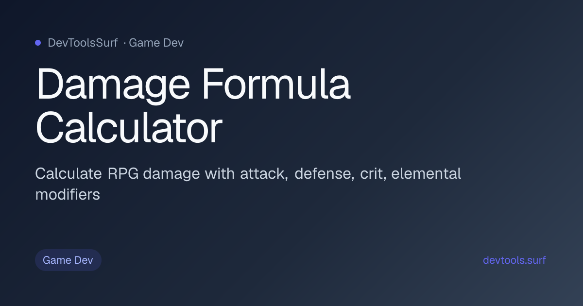 Damage Formula Calculator preview - Game Dev tool