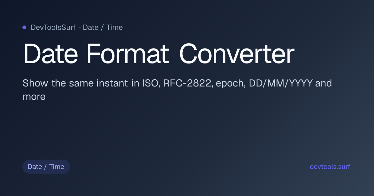 Date Format Converter preview - Date / Time tool