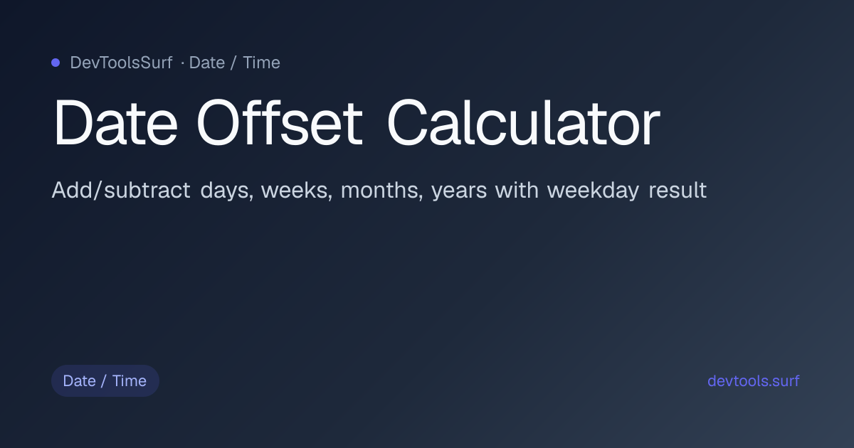 Date Offset Calculator preview - Date / Time tool