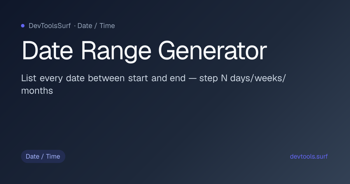 Date Range Generator preview - Date / Time tool