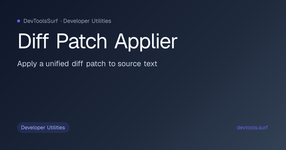 Diff Patch Applier preview - Developer Utilities tool