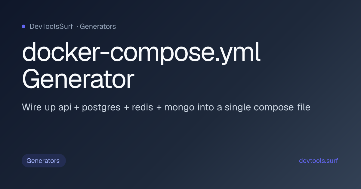docker-compose.yml Generator preview - Generators tool