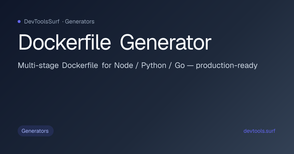 Dockerfile Generator preview - Generators tool