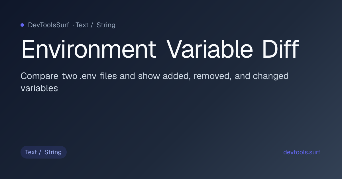 Environment Variable Diff preview - Text / String tool
