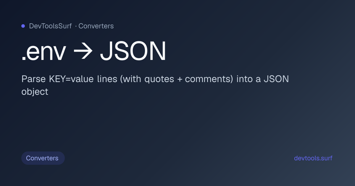 .env → JSON preview - Converters tool