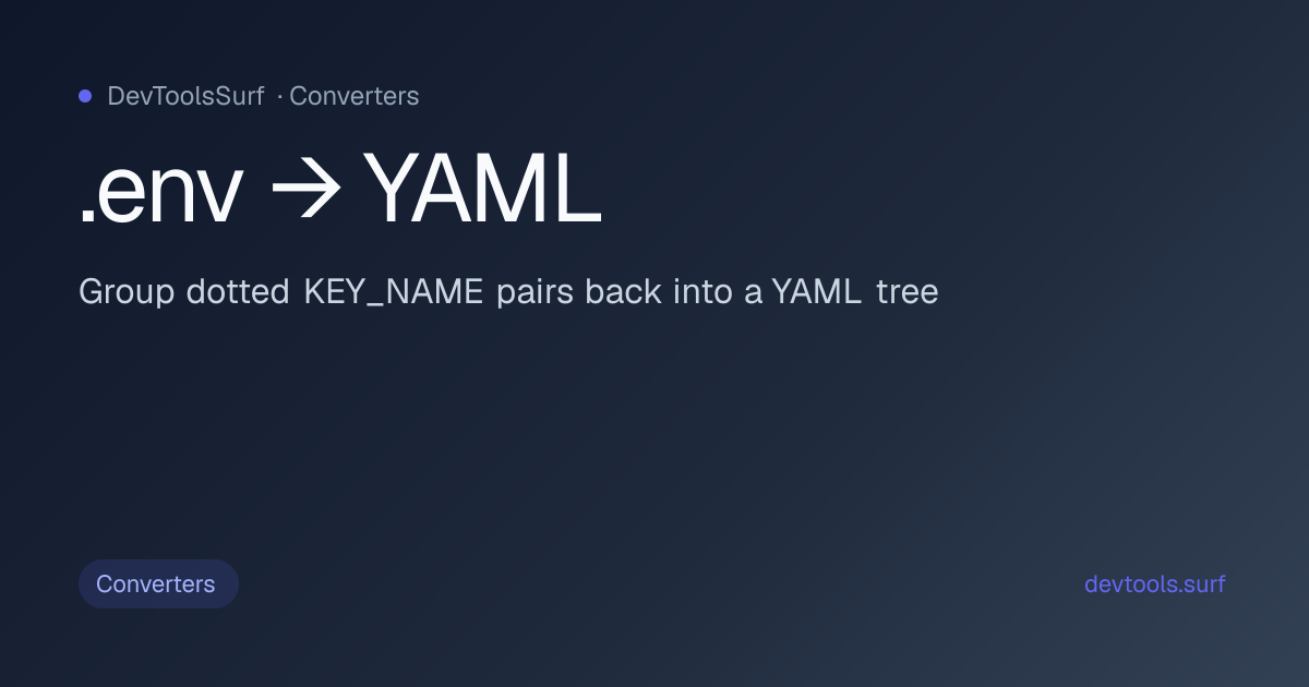 .env → YAML preview - Converters tool