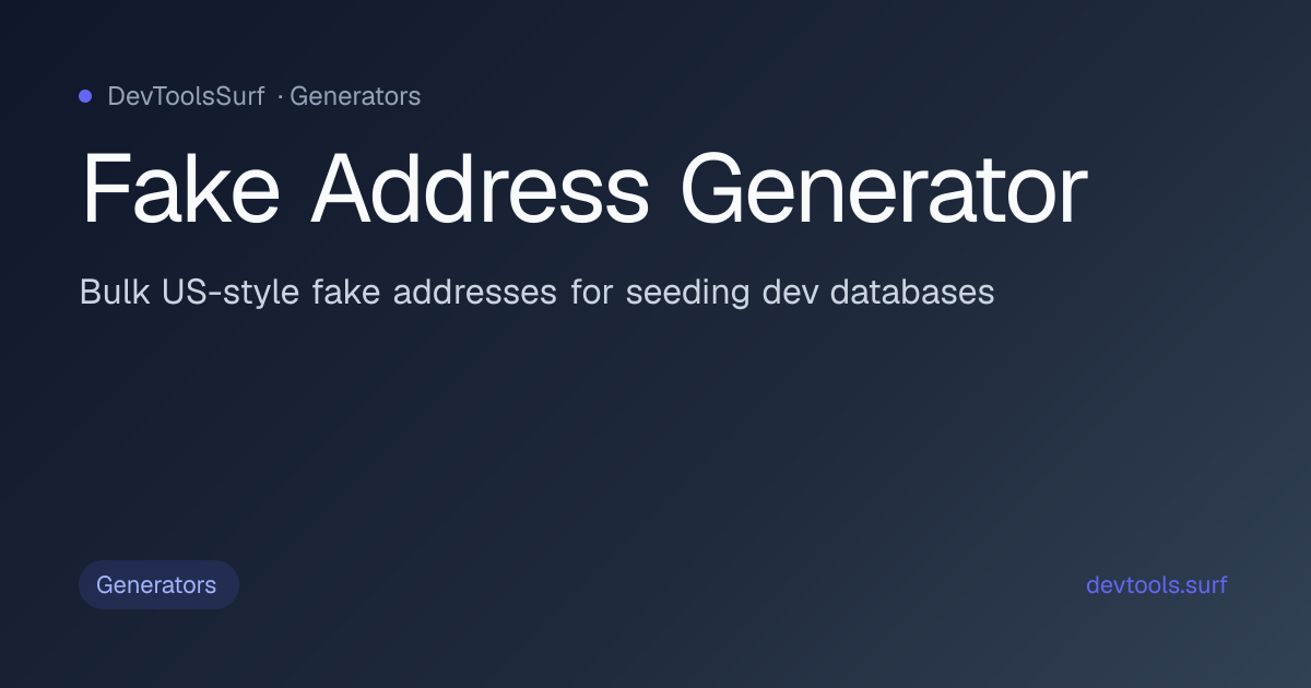 Fake Address Generator preview - Generators tool