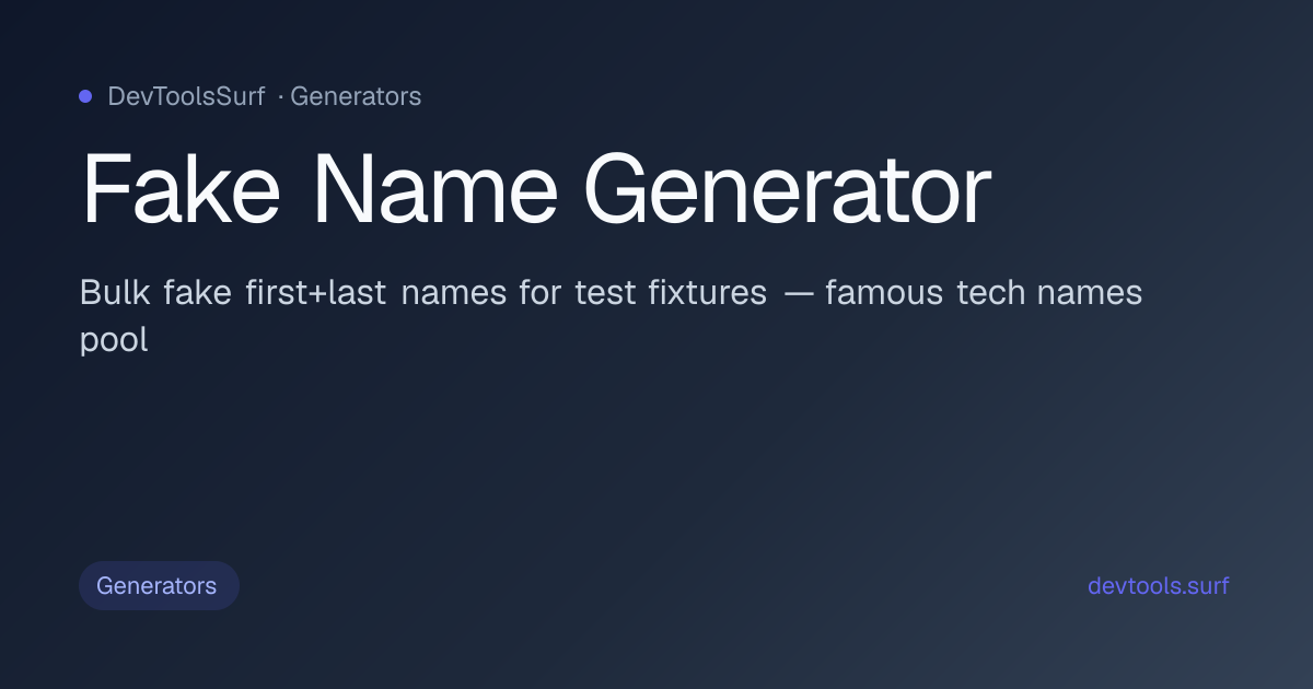 Fake Name Generator preview - Generators tool