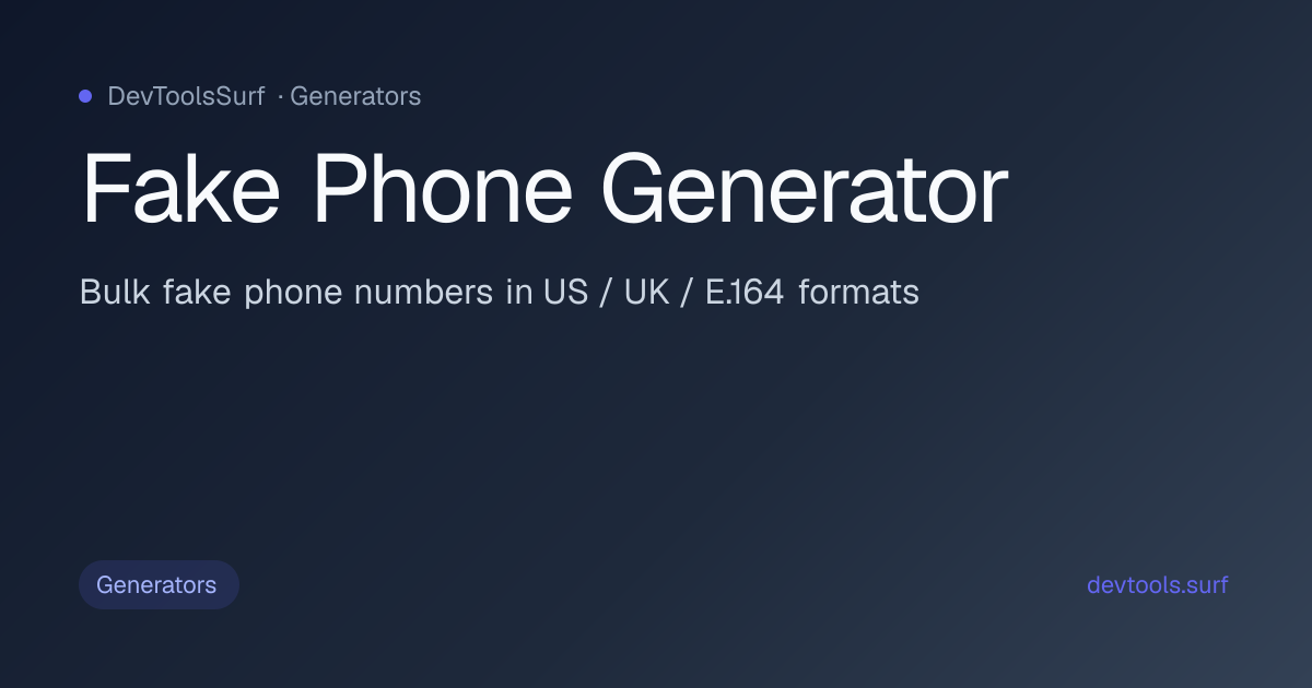 Fake Phone Generator preview - Generators tool