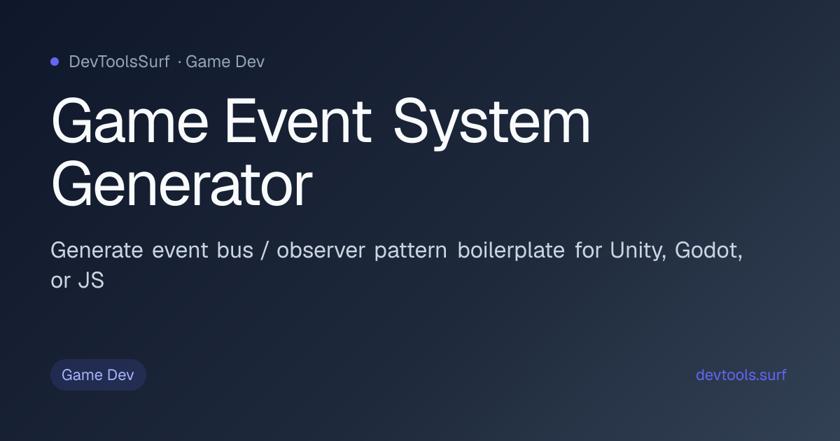 Game Event System Generator preview - Game Dev tool