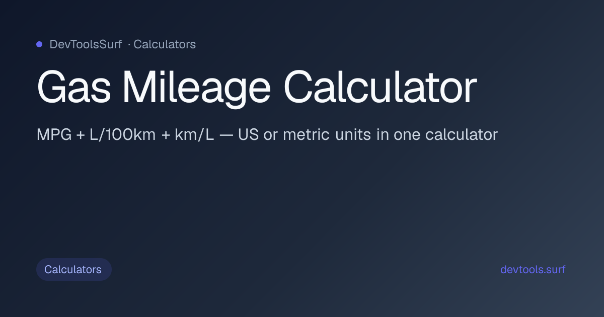 Gas Mileage Calculator preview - Calculators tool