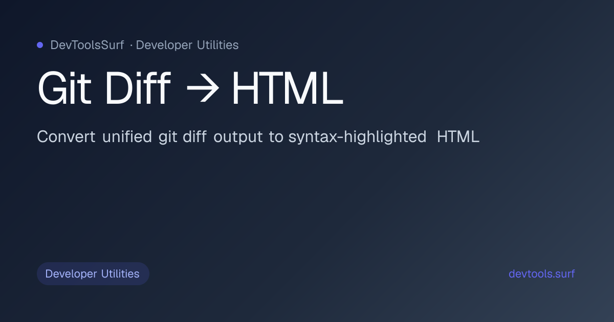 Git Diff → HTML preview - Developer Utilities tool