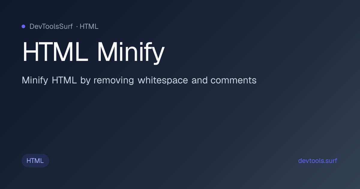 HTML Minify preview - HTML tool
