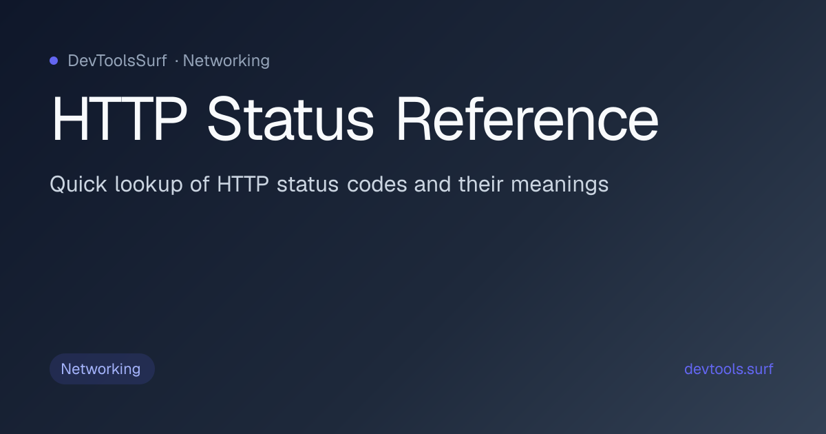 HTTP Status Reference preview - Networking tool