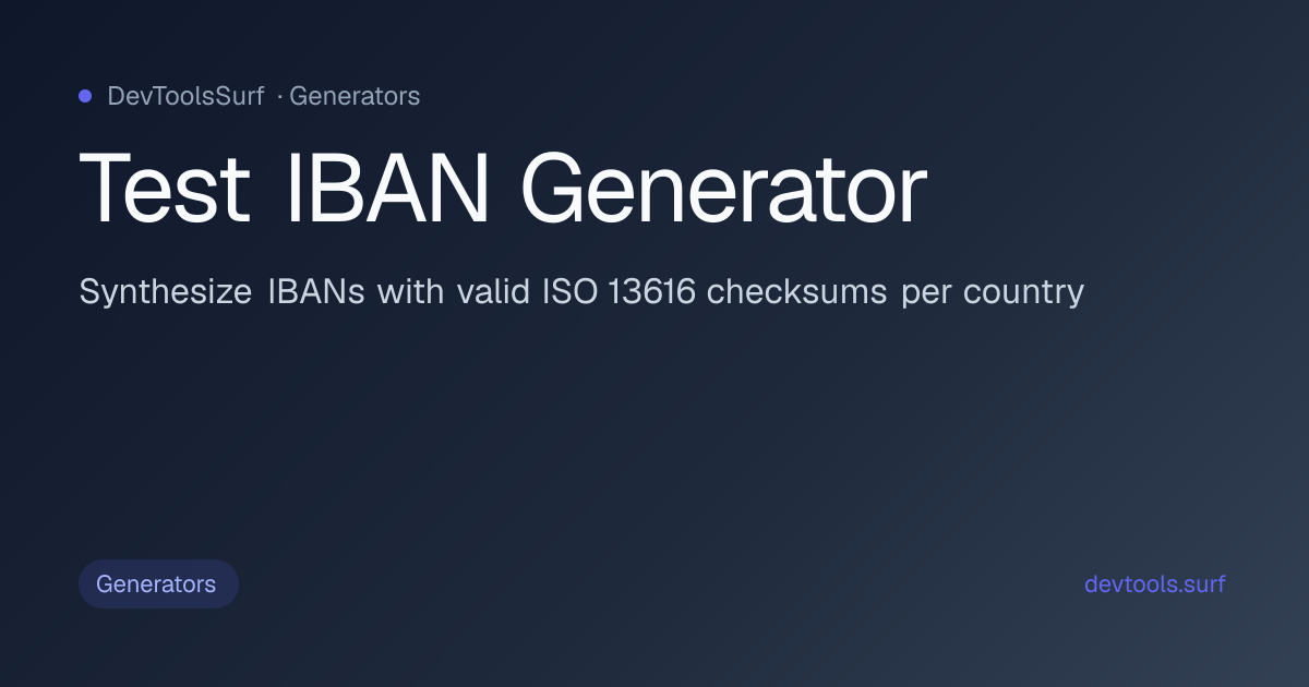 Test IBAN Generator preview - Generators tool
