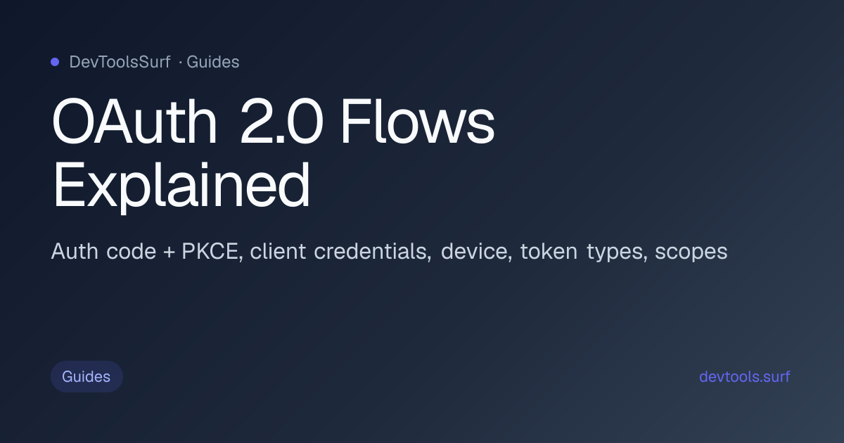 OAuth 2.0 Flows Explained preview - Info / Guides tool